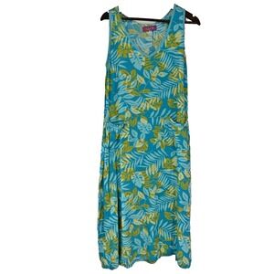 Mojito green blue dress lagenlook tropical resort beachy cover up pockets M maxi